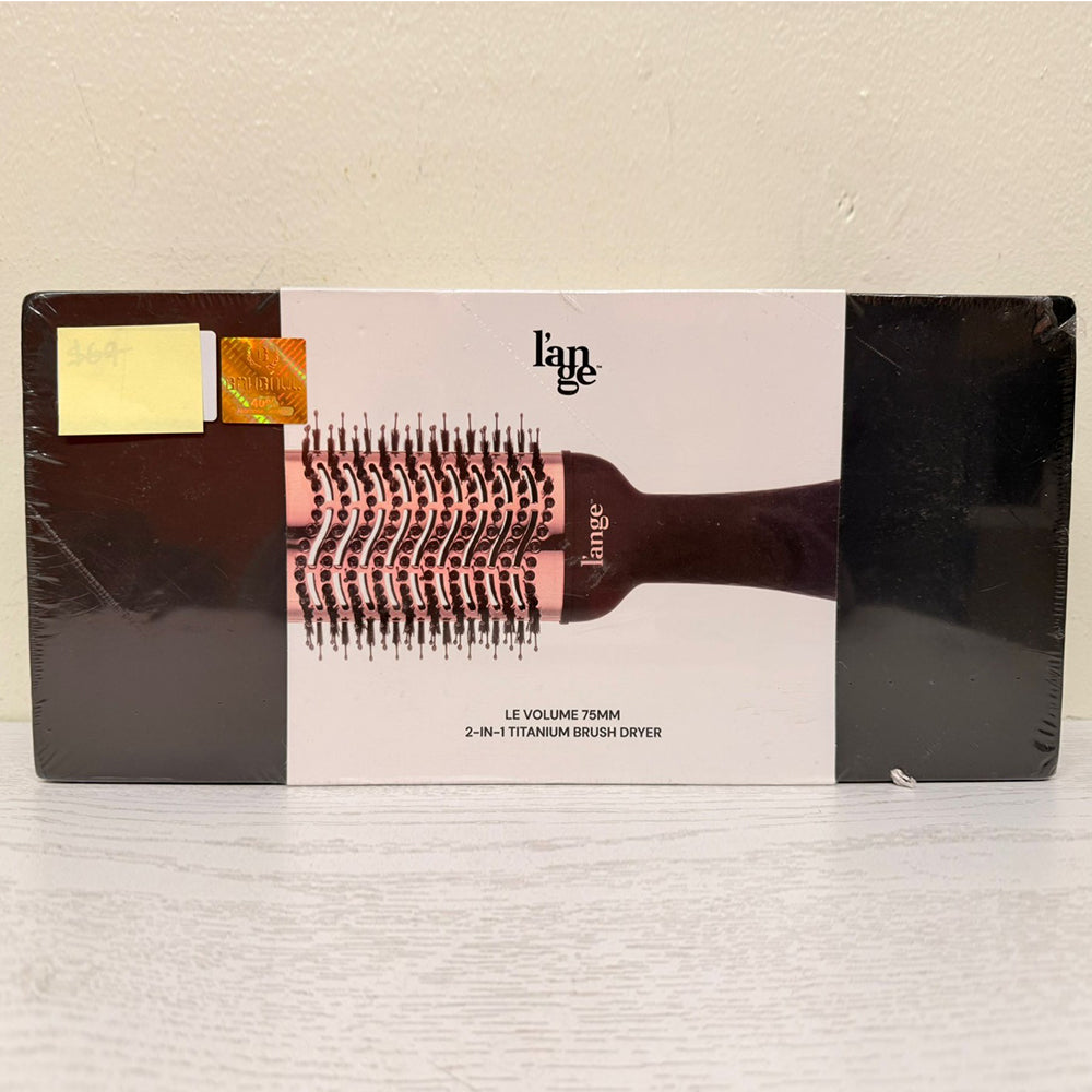 L'ANGE HAIR Le Volume 75MM 2-in-1 Titanium Brush Dryer – Black | Hot Air Blow Dryer & Styler Brush in One (Brand New)