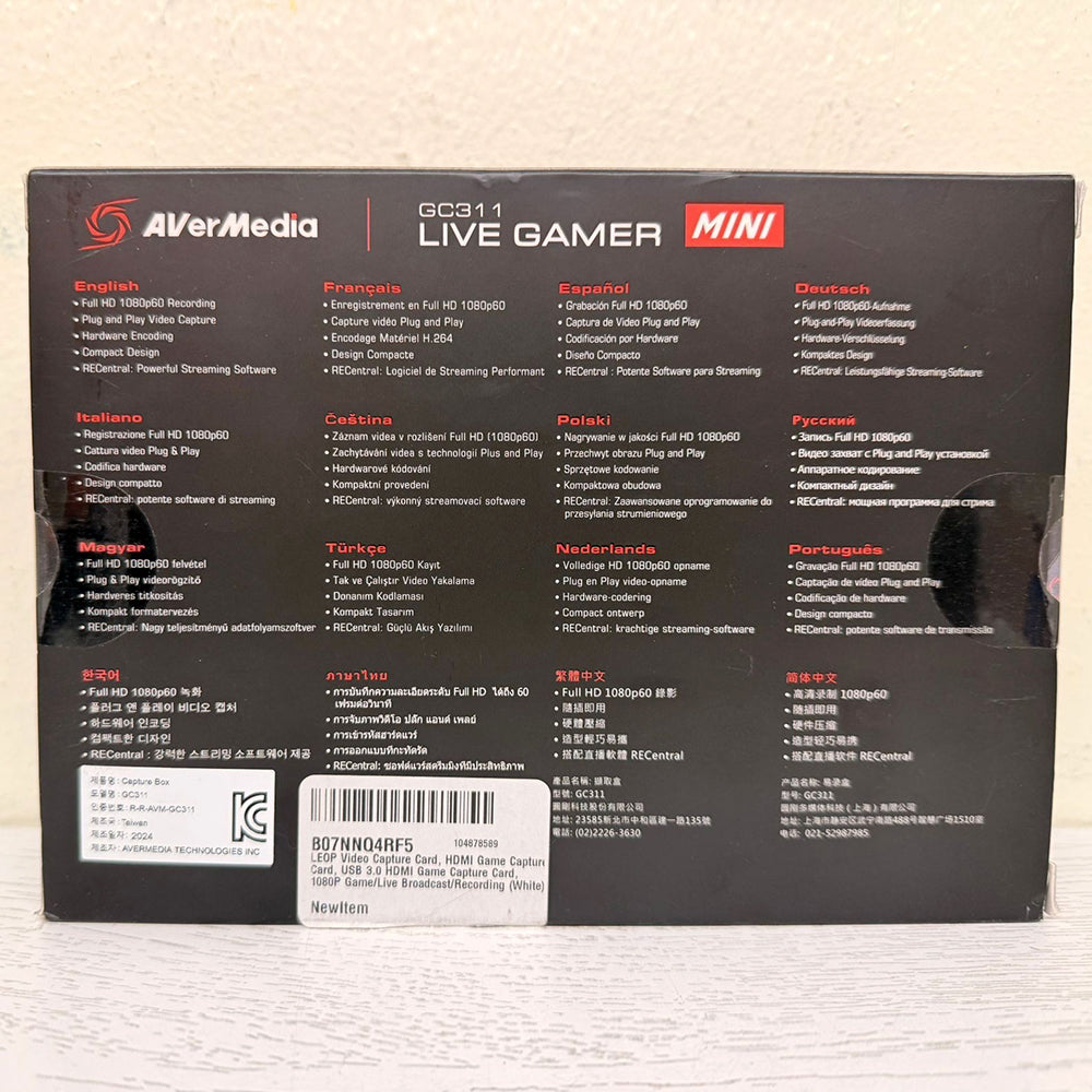 AVerMedia Live Gamer MINI Video Capture Device GC311 – Full HD 1080p60, Plug & Play, Hardware Encoding, RECentral Software – Brand New