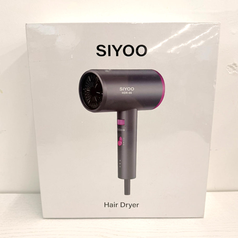 SIYOO Professional Ionic Hair Dryer HDR-06 with Diffuser & Concentrator – Pink Accents (Brand New)