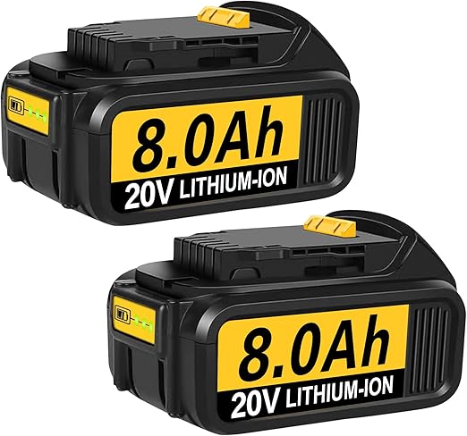 20V 8.0Ah Replacement Battery for Dewalt 20V Tools (2-Pack)