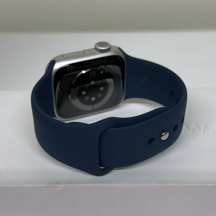 Apple Watch Series 9 - 41mm Silver Aluminum with Storm Blue Sport Band (S/M) - GPS (Open Box)