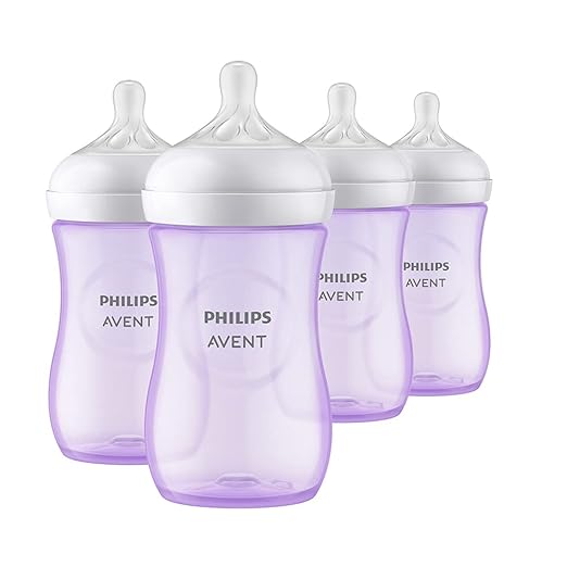 Philips Avent Natural Baby Bottle with Natural Response Nipple, Purple, 9oz 4pk, SCY903/34 (Brand New)