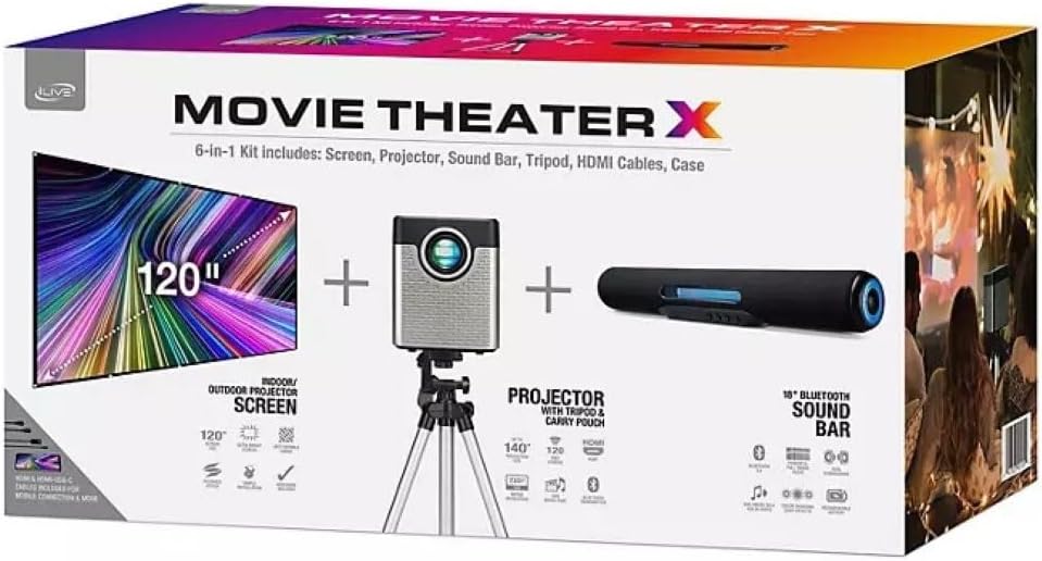 iLIVE Projector Pop Up Movie Theatre Kit – Black (Brand New)