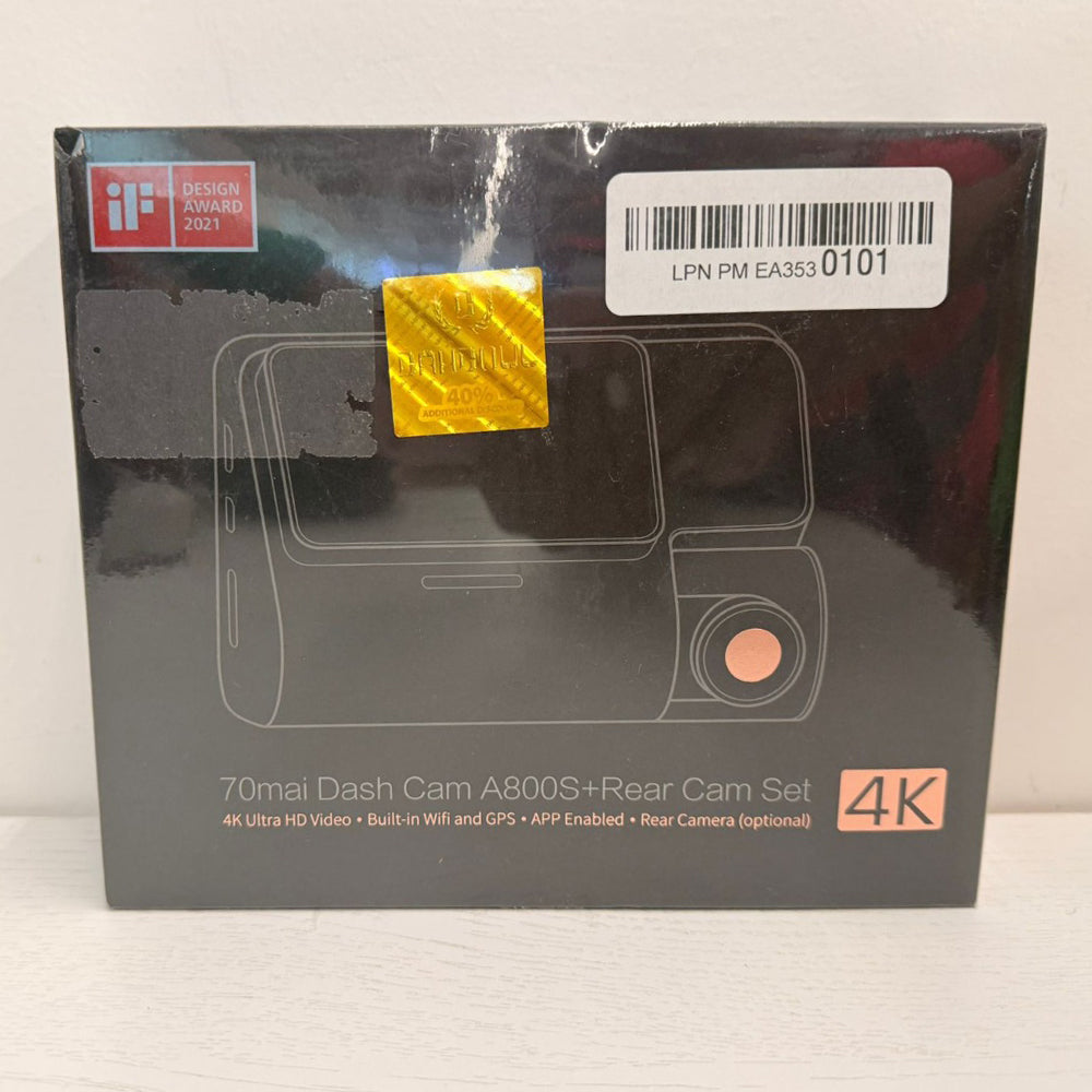 70mai A800S 4K Dash Cam Front and Rear Set with GPS & Wi-Fi – Brand New