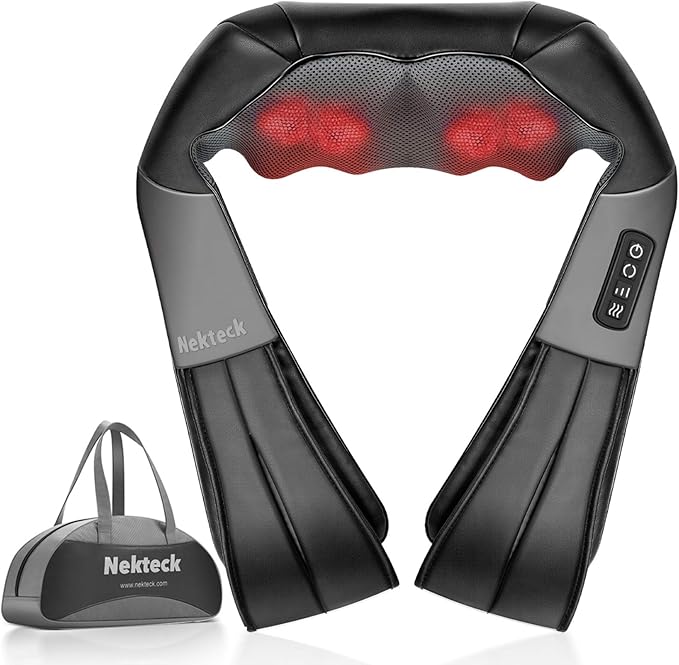 Nekteck Shiatsu Neck and Back Massager with Soothing Heat (Open Box)