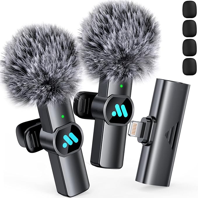 2pcs Lavalier Wireless Microphone for iPhone/iPad Video Recording (Brand New)