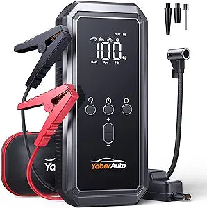 YaberAuto 8-in-1 Portable Car Jump Starter with Air Compressor (Highly Used)