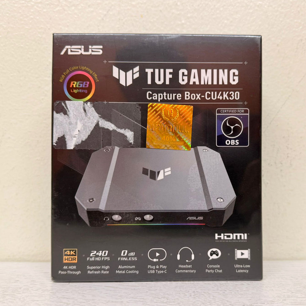 ASUS TUF Gaming Capture Box-CU4K30 – 4K/2K/1080P HDR Capture, 240FPS, USB 3.2, Near-Zero Latency, OBS Certified, Plug & Play for PC, PS5, Xbox, Switch (Brand New)