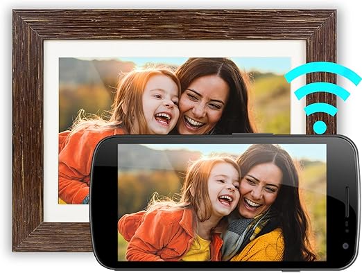 Aluratek 10" WiFi Distressed Wood Digital Photo Frame