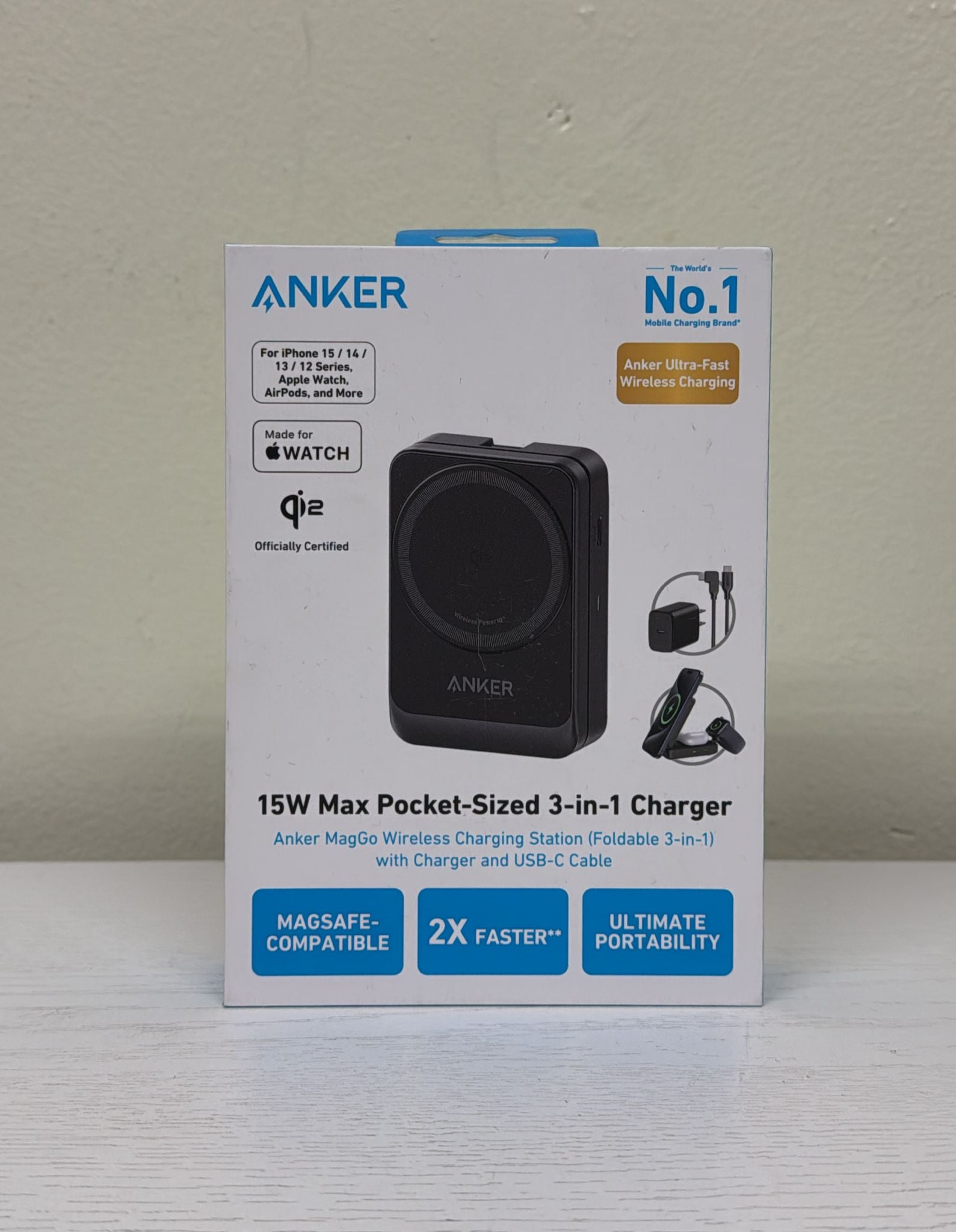 Anker MagGo Wireless Charging Station (Foldable 3-in-1)