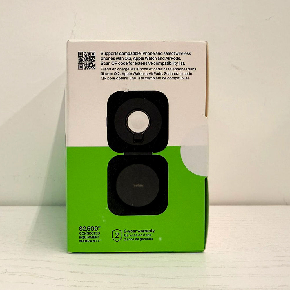 Belkin BoostCharge Pro 2-in-1 Magnetic Charging Travel Pad – 15W Qi2 MagSafe-Compatible Wireless Charger – Black – Brand New