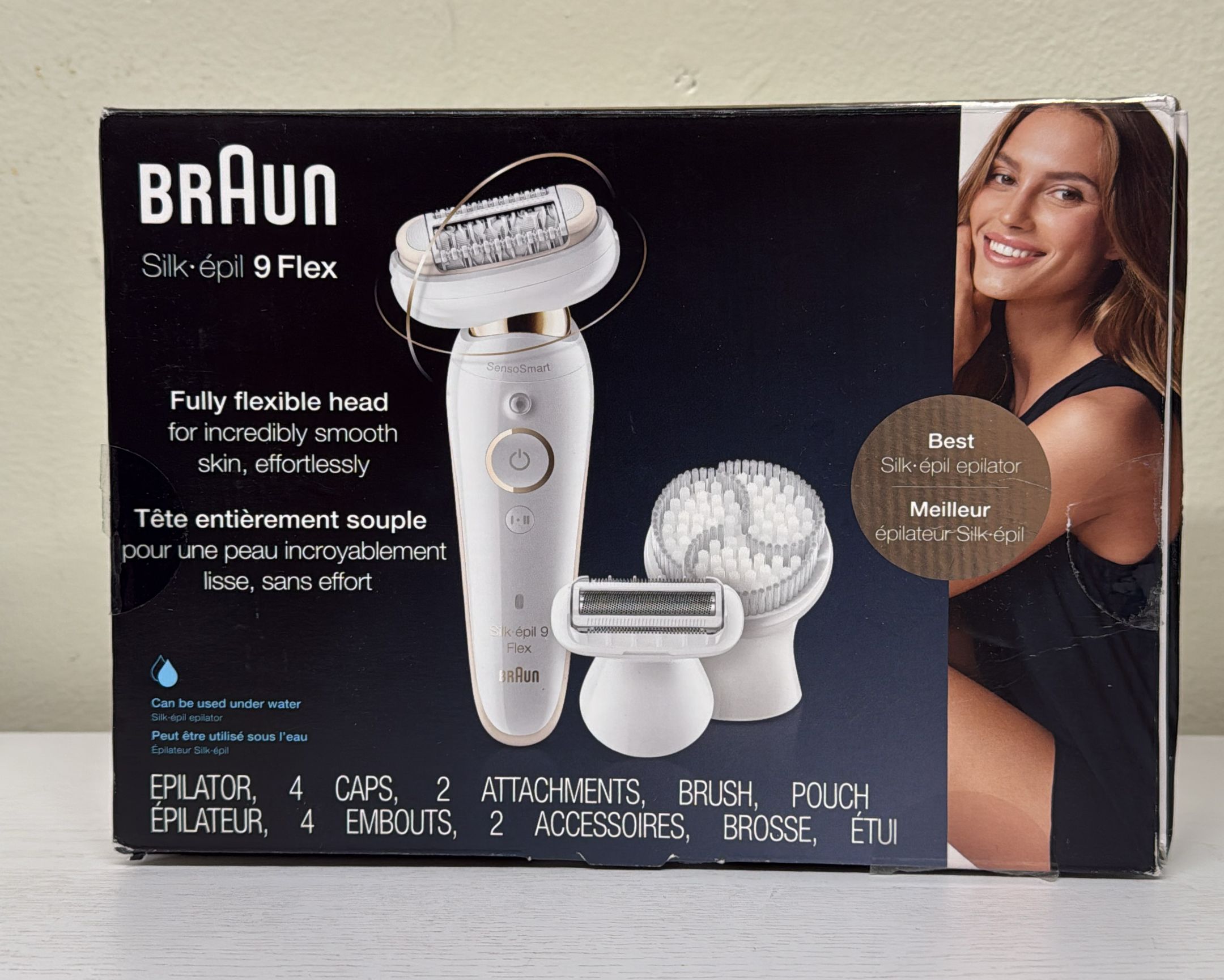 Braun Epilator Silk-épil 9 9-030 – Hair Removal Device for Women &amp; Men, Flexible Head, Shaver &amp; Trimmer, Wet &amp; Dry, Cordless &amp; Rechargeable, with Body Massage Pad