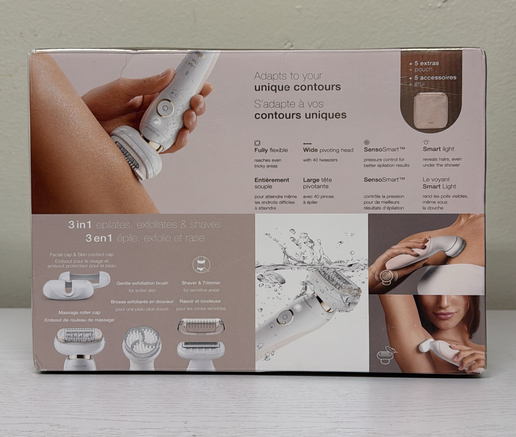 Braun Epilator Silk-épil 9 9-030 – Hair Removal Device for Women &amp; Men, Flexible Head, Shaver &amp; Trimmer, Wet &amp; Dry, Cordless &amp; Rechargeable, with Body Massage Pad