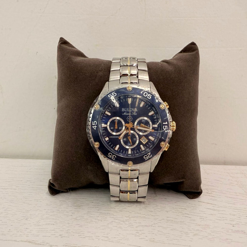 Bulova Men’s Marine Star Chronograph Watch – Blue Dial (Model 98H37) -(Brand New In A Box)