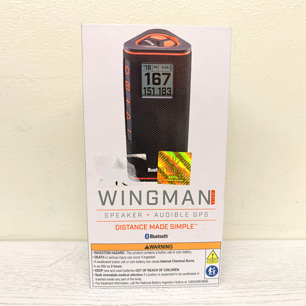 Bushnell Wingman View Golf GPS Speaker – Bluetooth Speaker with Audible GPS Distances, LCD Display, and Magnetic Cart Mount (Brand New)