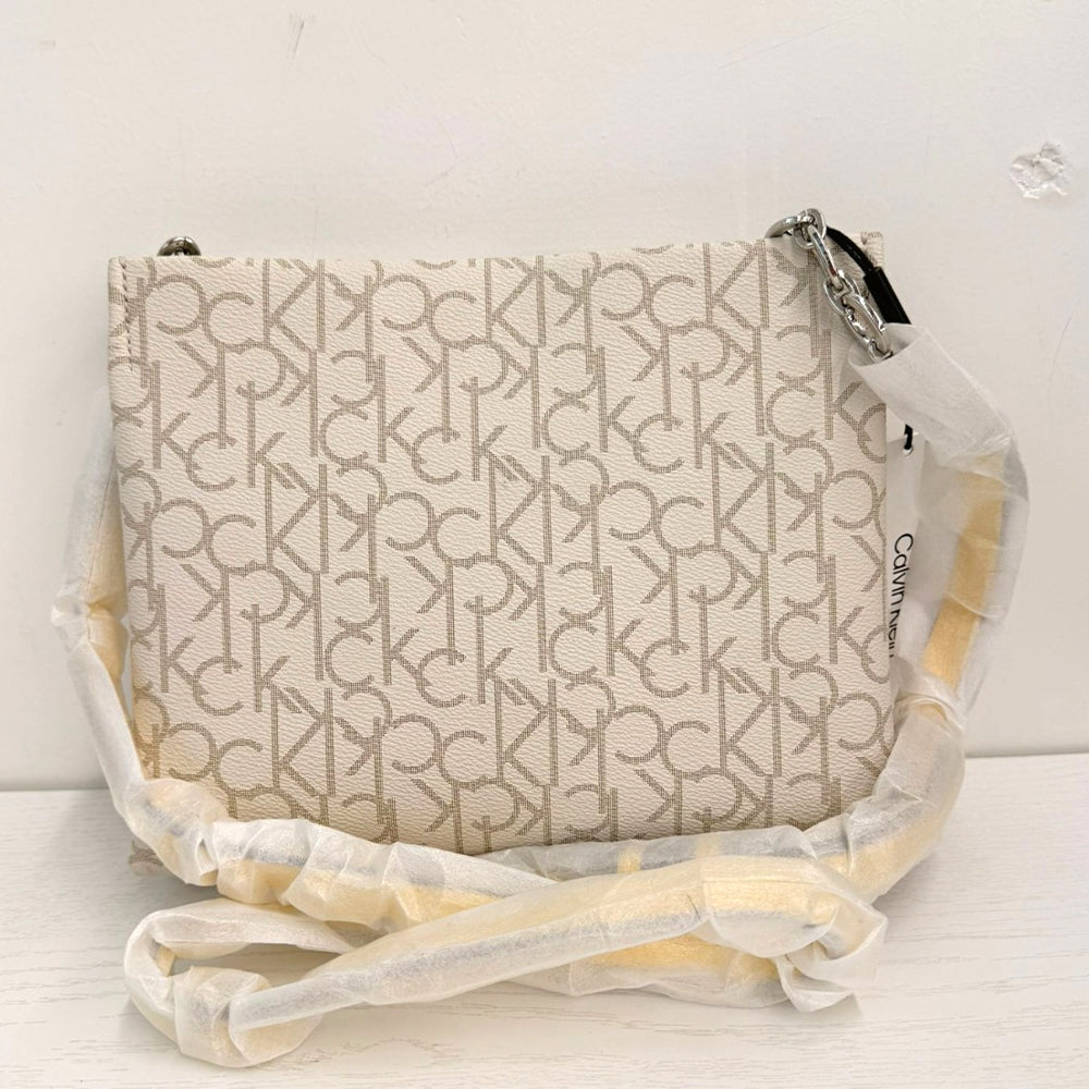 Calvin Klein Signature Monogram Shoulder Bag (Beige) – Brand New