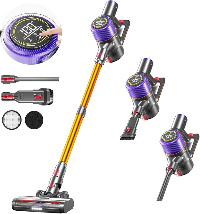 Arfuee Cordless Vacuum Cleaner – 45Kpa/550W Powerful Suction, Lightweight Stick Vacuum