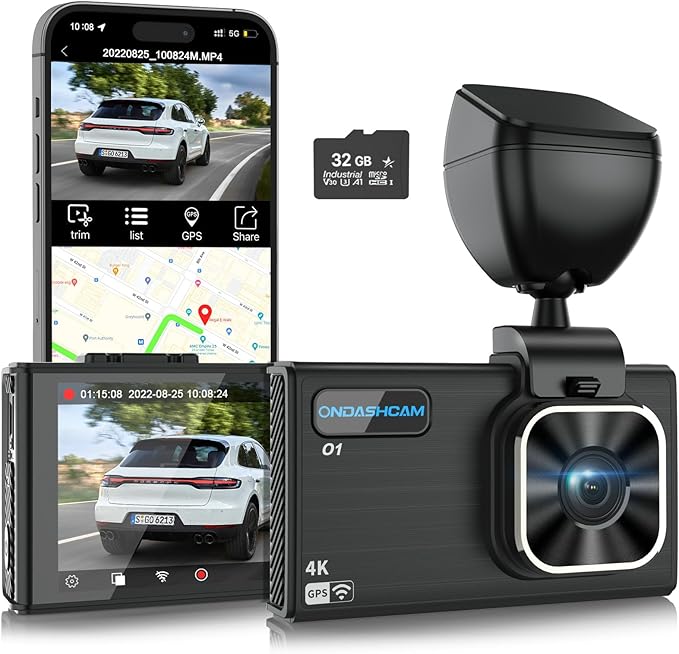 4K Dash Cam for Cars – Ultra HD Dash Camera with Night Vision, WiFi/GPS, and Parking Mode