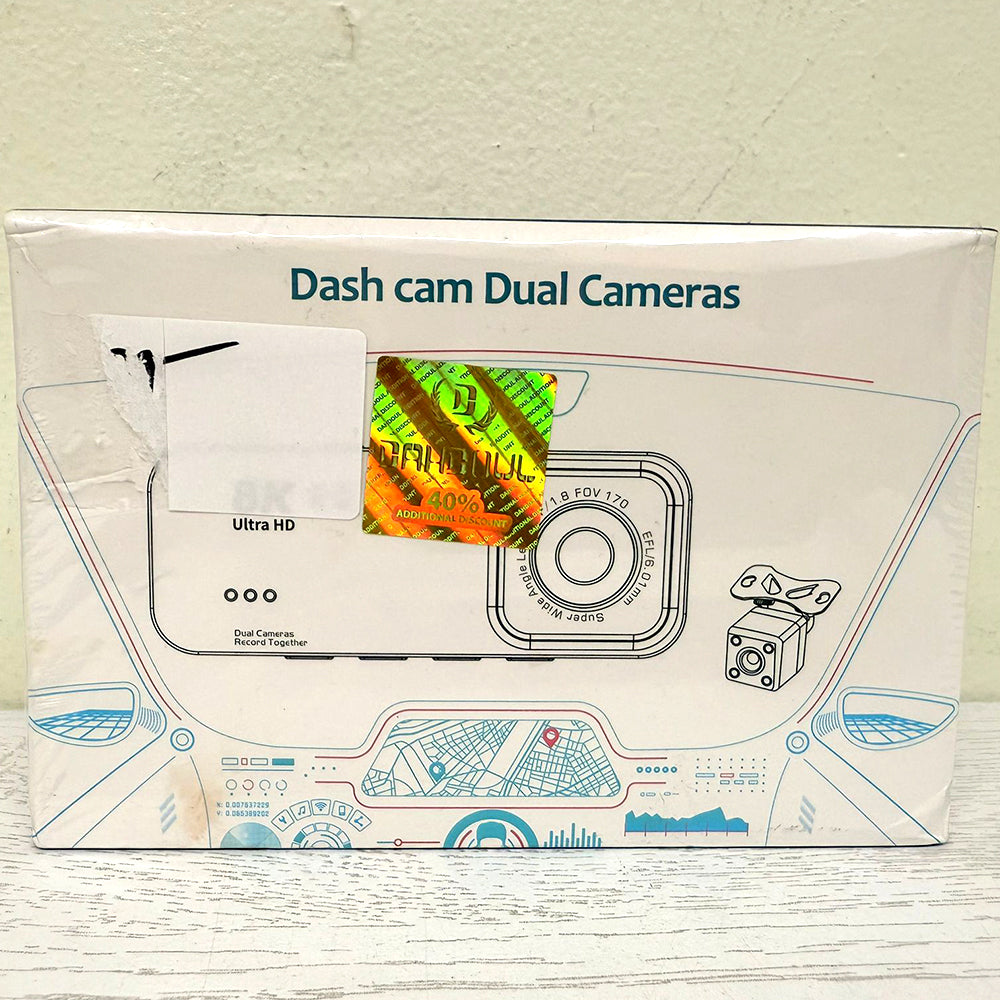 8K Ultra HD Dash Cam with Front and Rear Dual Cameras – 3.16” IPS Screen, 24H Parking Mode, Night Vision – Brand New