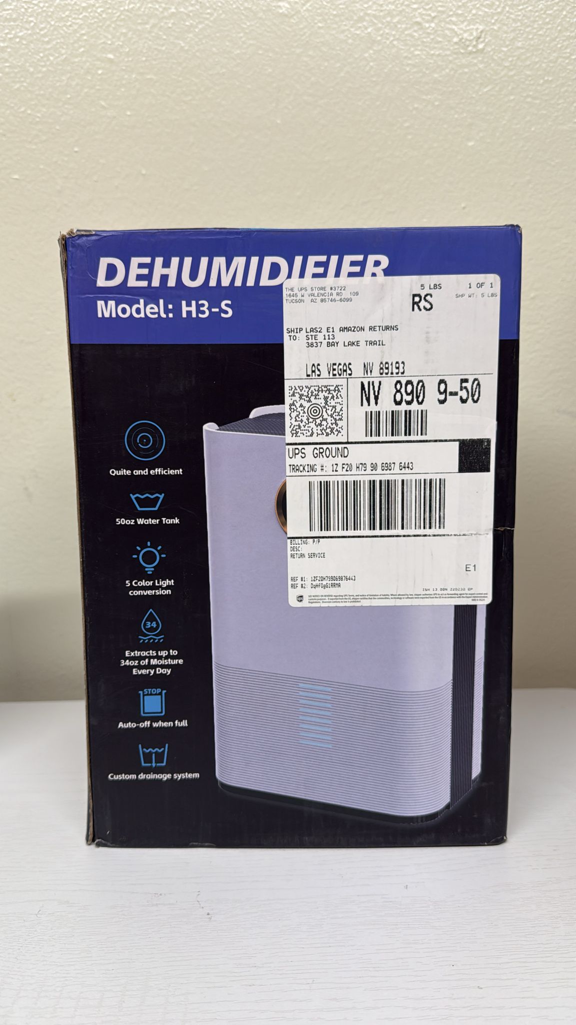 Dehumidifier for Home: 50 OZ Water Tank (850 sq. ft) (Brand New)