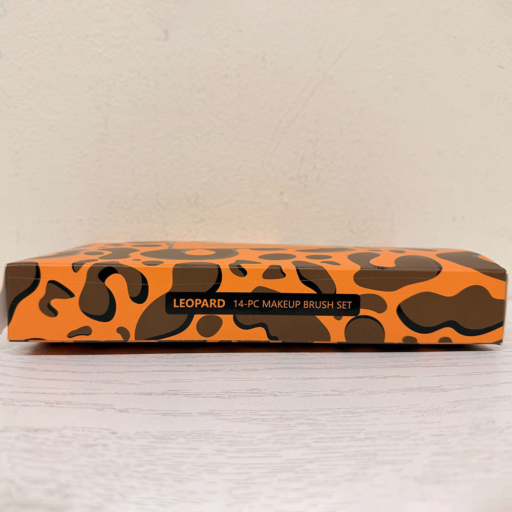 Docolor Leopard 14-Piece Makeup Brush Set – Professional Cosmetic Brushes & Blending Sponges (Brand New, Open Box)