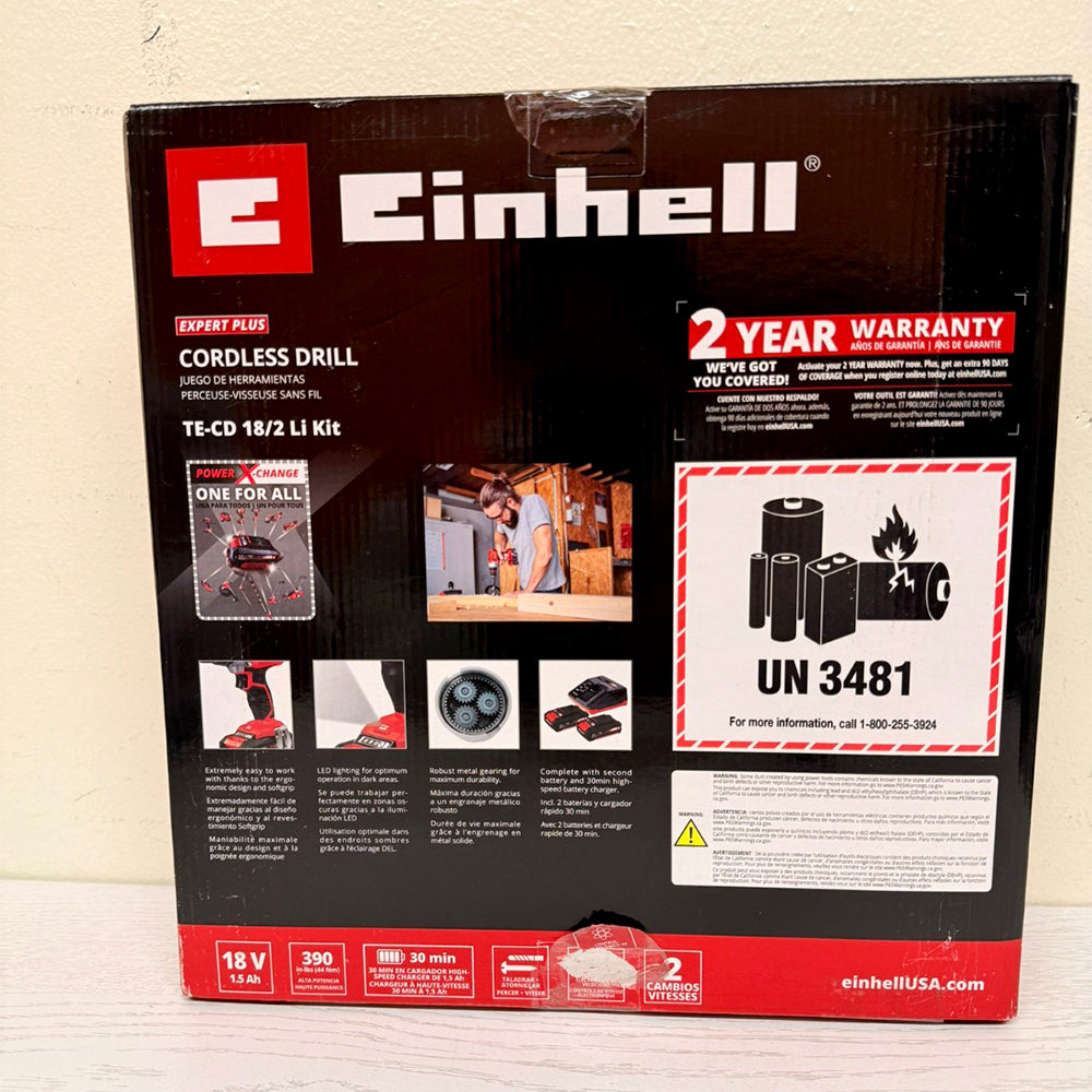 Einhell TE-CD 18/2 Li Kit 18V Cordless Drill/Driver with 2x Batteries + Charger – (Brand New)