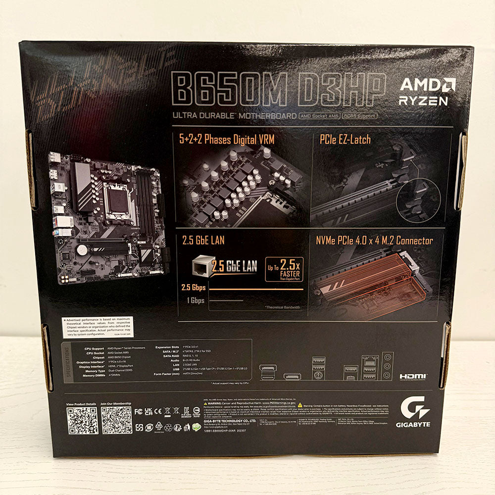 GIGABYTE B650M D3HP Micro-ATX Motherboard – AMD Ryzen, DDR5, PCIe 4.0, 5-Year Warranty (Brand New)