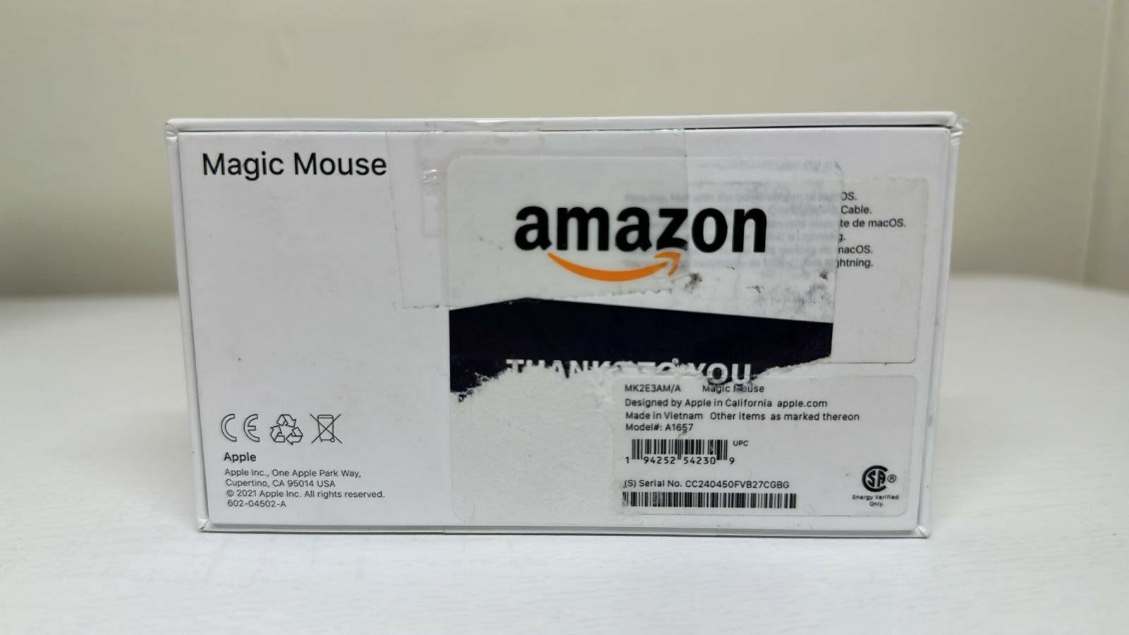 Apple Magic Mouse - Wireless & Rechargeable (Open Box) (Missing Cable)