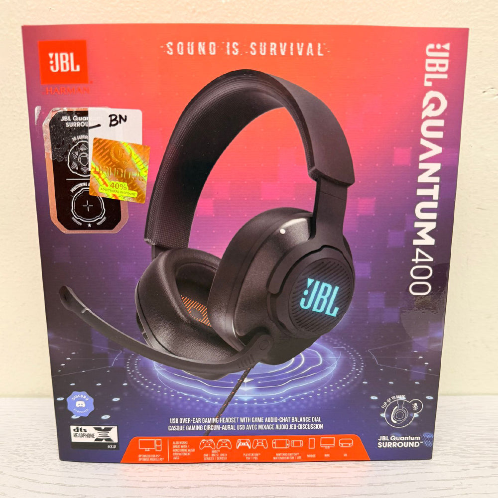 JBL Quantum 400 USB Over-Ear Gaming Headset – Black (Brand New)