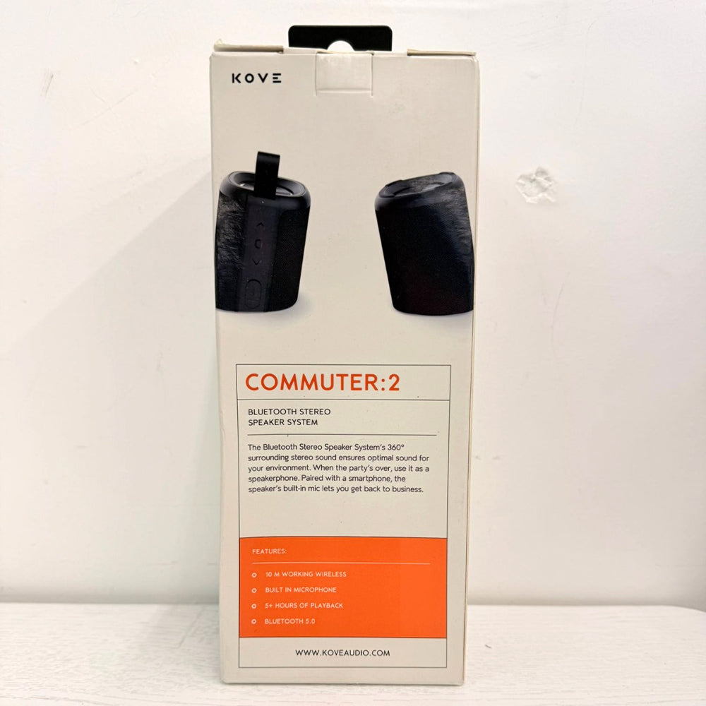 KOVE Commuter 2 Bluetooth Speaker – Portable Wireless with 360° Sound, Deep Bass, Mic & IPX7 Waterproof (Black)