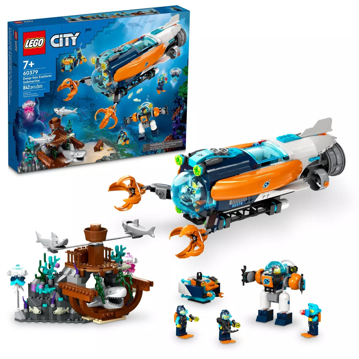 LEGO City Deep-Sea Explorer Submarine Multi-Feature Building Toy Set (60379)