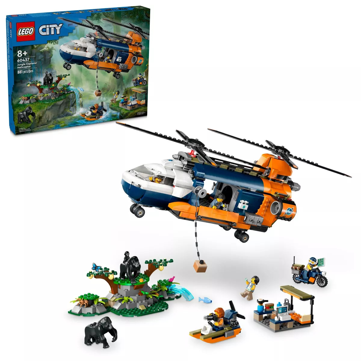 LEGO City Jungle Explorer Helicopter at Base Camp Building Toy 60437