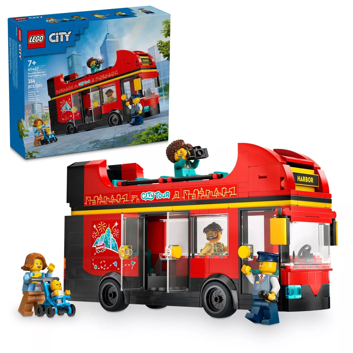 LEGO City Red Double-Decker Sightseeing Bus Toy, London Bus (60407)