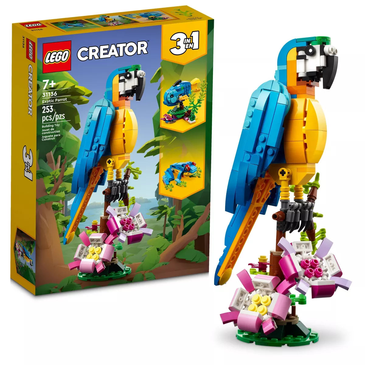 LEGO Creator 3-in-1 Exotic Parrot Animals Building Toy (31136)