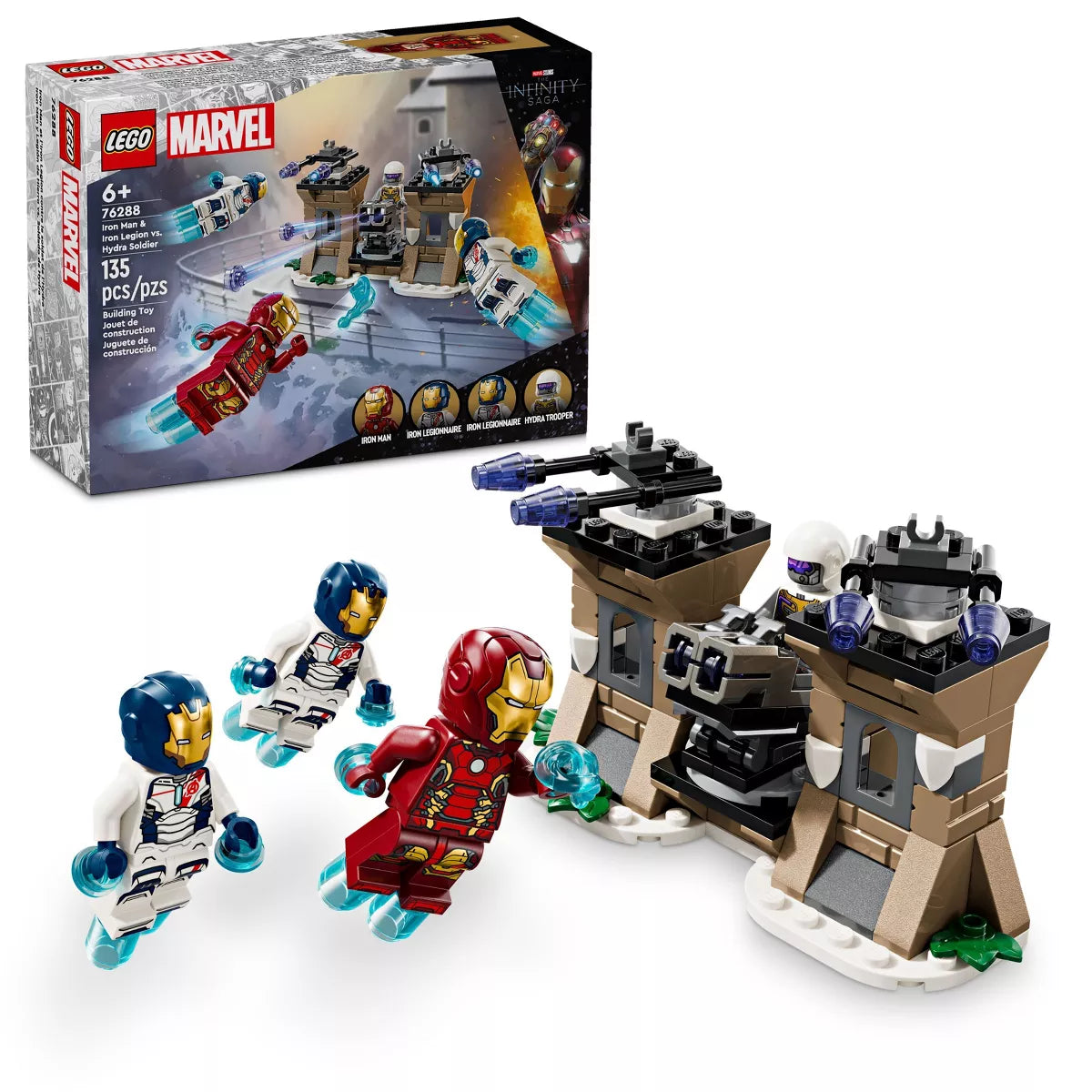 LEGO Marvel Iron Man &amp; Iron Legion vs. Hydra Soldier Avengers Toy (Set 76288)