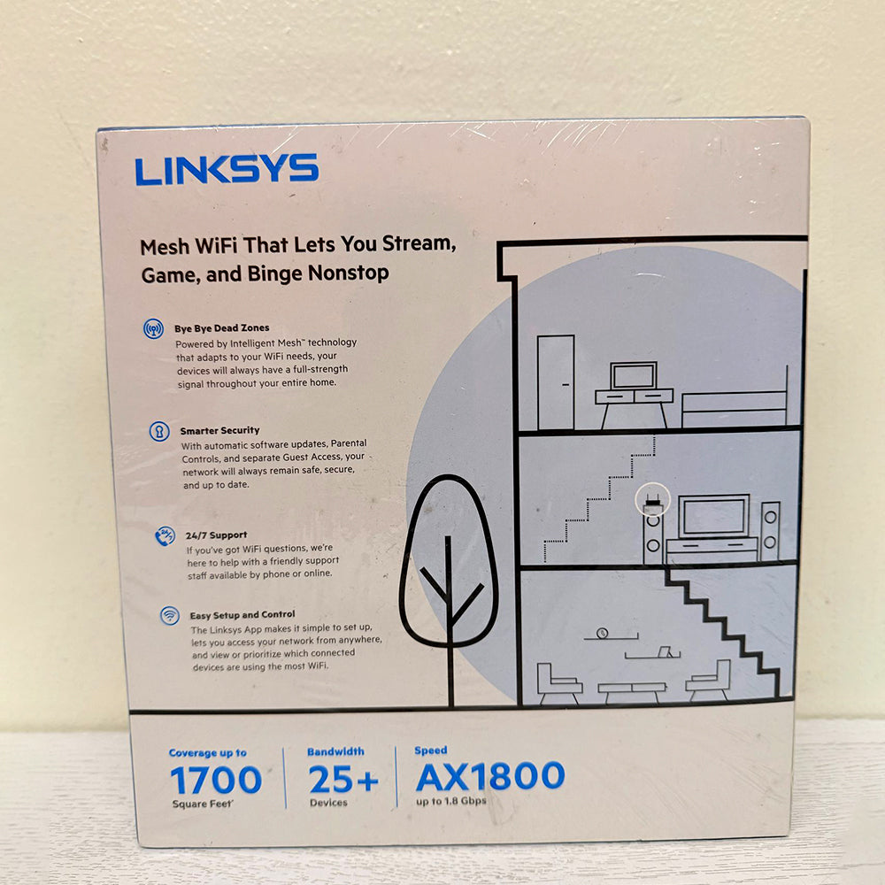 Linksys AX1800 MAX-STREAM Mesh Wi-Fi 6 Router (MR7320) – Dual-Band, Up to 1.8 Gbps, Covers 1700 Sq Ft, 25+ Devices – Brand New