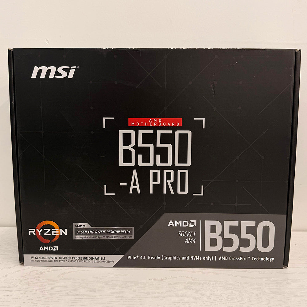 MSI B550-A PRO ATX Motherboard – AMD AM4, DDR4, PCIe 4.0, M.2 Shield Frozr, Core Boost, Pro Series (Brand New)