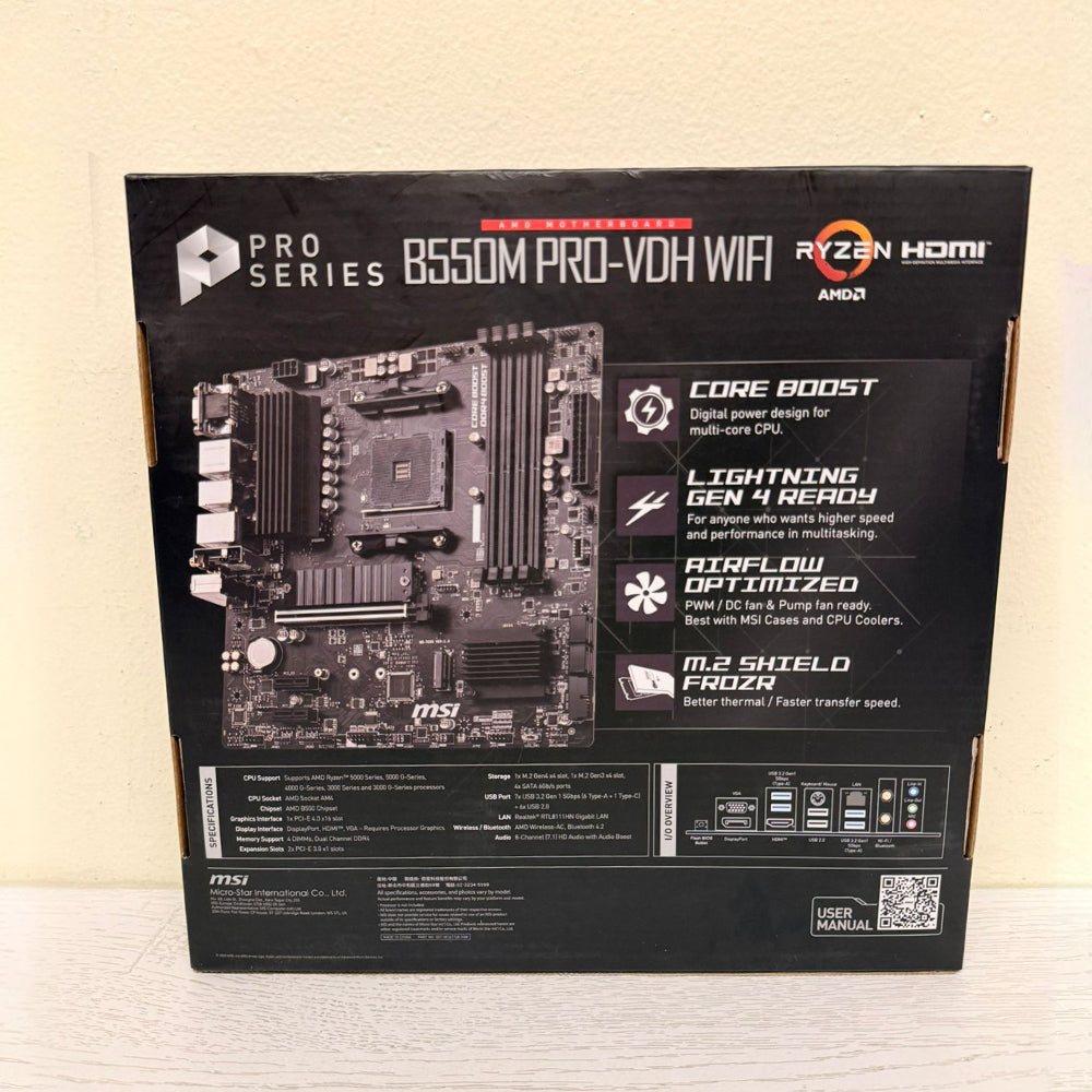 MSI B550M PRO-VDH WiFi AMD B550 Micro-ATX Motherboard – Brand New