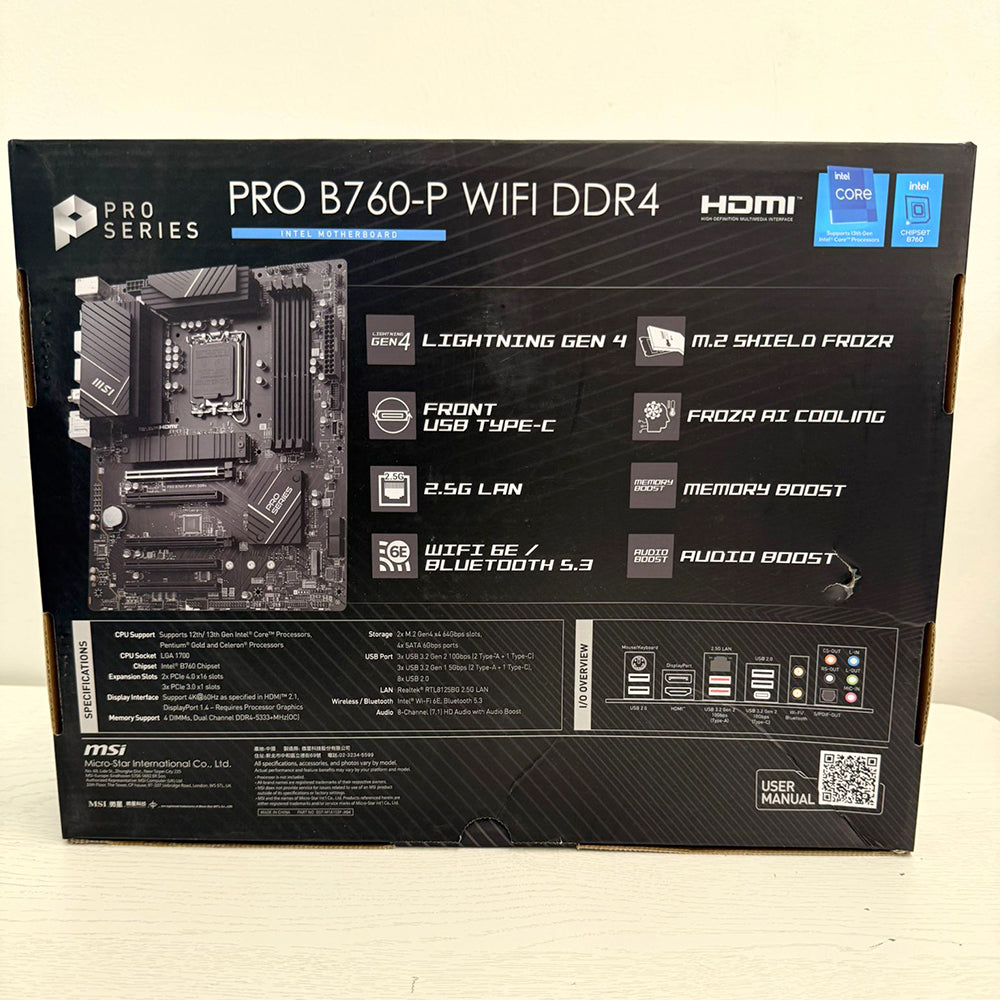 MSI PRO B760-P WiFi DDR4 Motherboard – LGA 1700, ATX, Wi-Fi 6E, Bluetooth 5.3 – Brand New