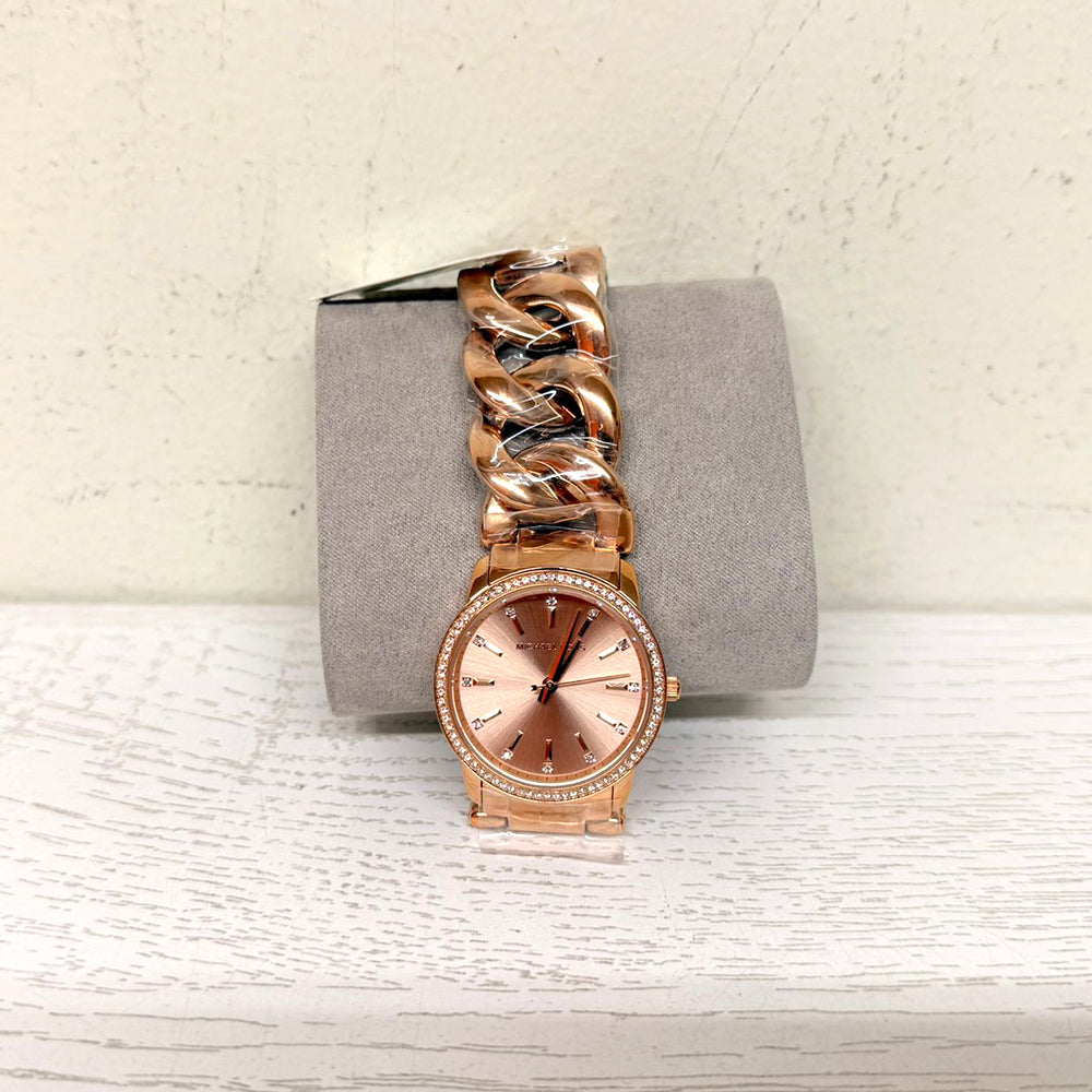 Michael Kors MK3236 Lady Nini Rose Gold Stainless Steel Chain-Link Watch – Brand New