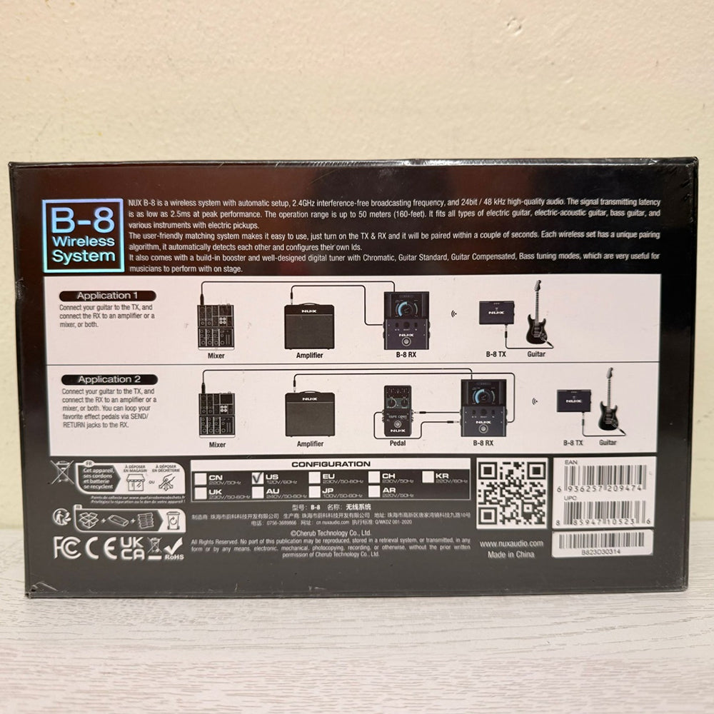 NUX B-8 Professional Guitar Wireless System – 2.4GHz | Black | Brand New