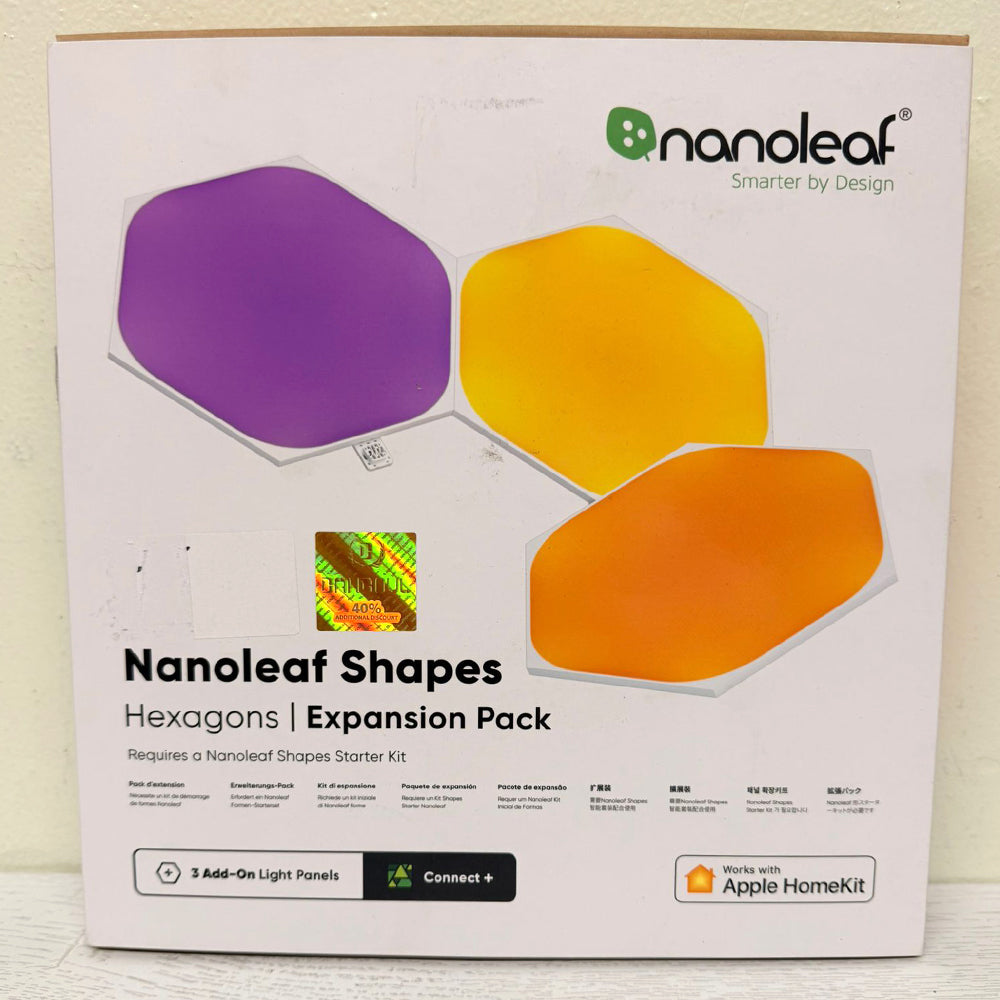 Nanoleaf Shapes Hexagons Expansion Pack – 3 Smart LED Light Panels (Works with Apple HomeKit)