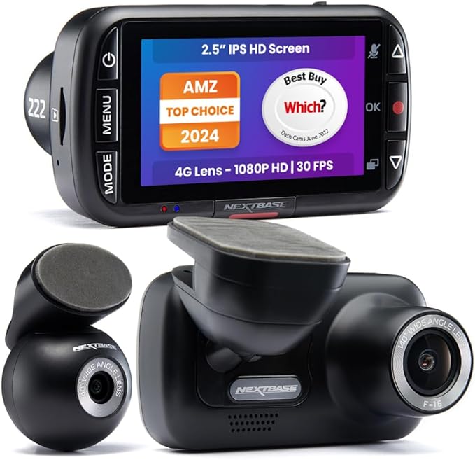 Nextbase 222XR 1080p Dash Cam + Rear Cam HD