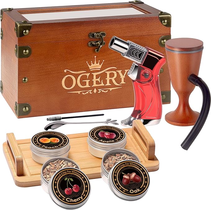 OGERY Cocktail Smoker Kit – Whiskey Smoker Kit with Smoking Gun, Bourbon Smoker Box