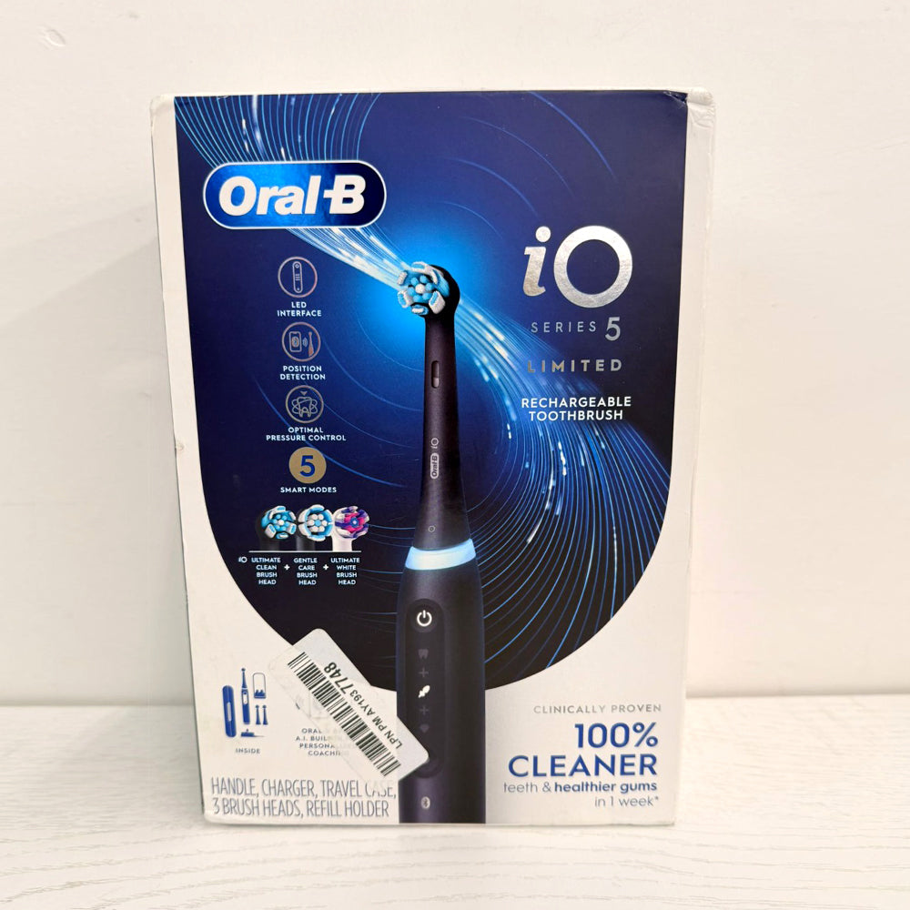 Oral-B iO Series 5 Electric Toothbrush – Deep Clean + Whiten, 3 Brush Heads, Black (Brand New)