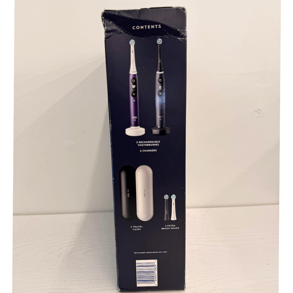 Oral-B iO Series 7s Electric Toothbrush – Purple Amethyst & Black Onyx, 4 Brush Heads, 2 Chargers, 2 Travel Cases (Brand New)