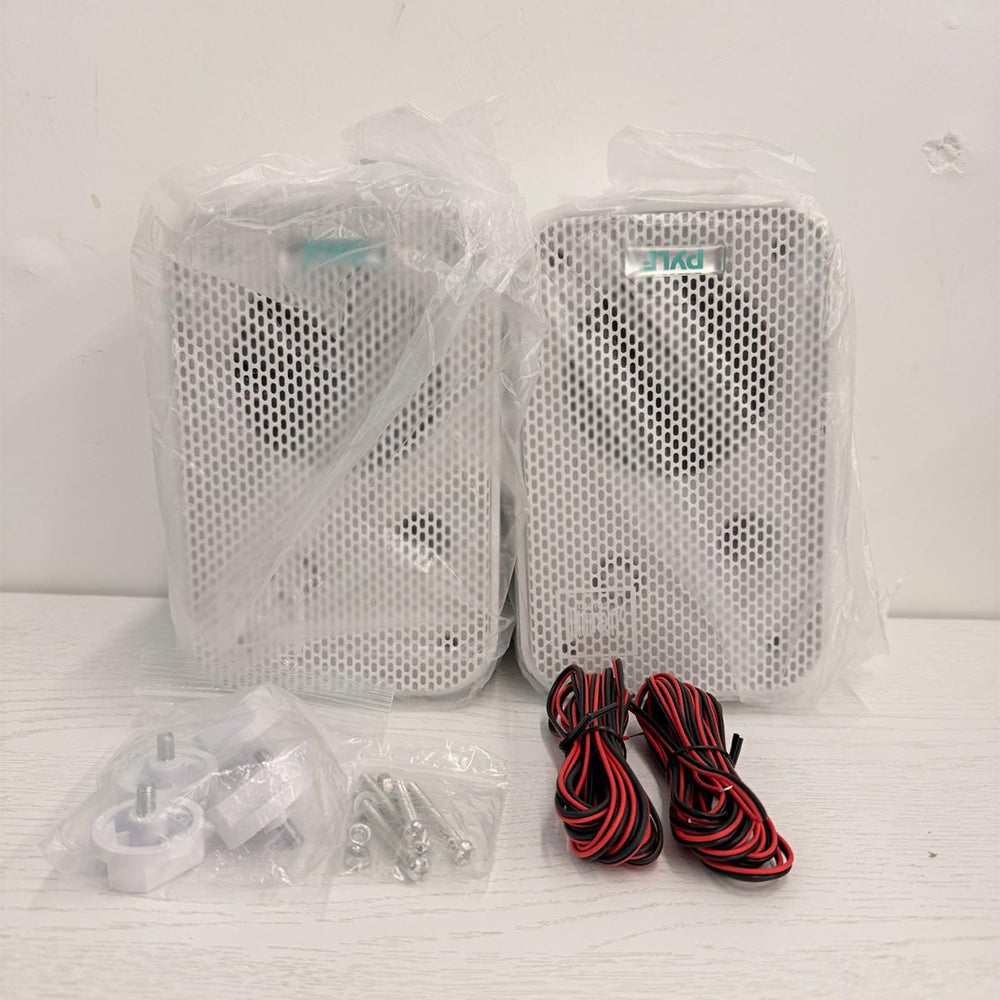 PYLE PDWR30B/PDWR30W Outdoor Waterproof Speakers – 300W Peak Power, 3.5" Woofer & 1" Tweeter, Heavy-Duty Wall Mount (Pair, Black/White)