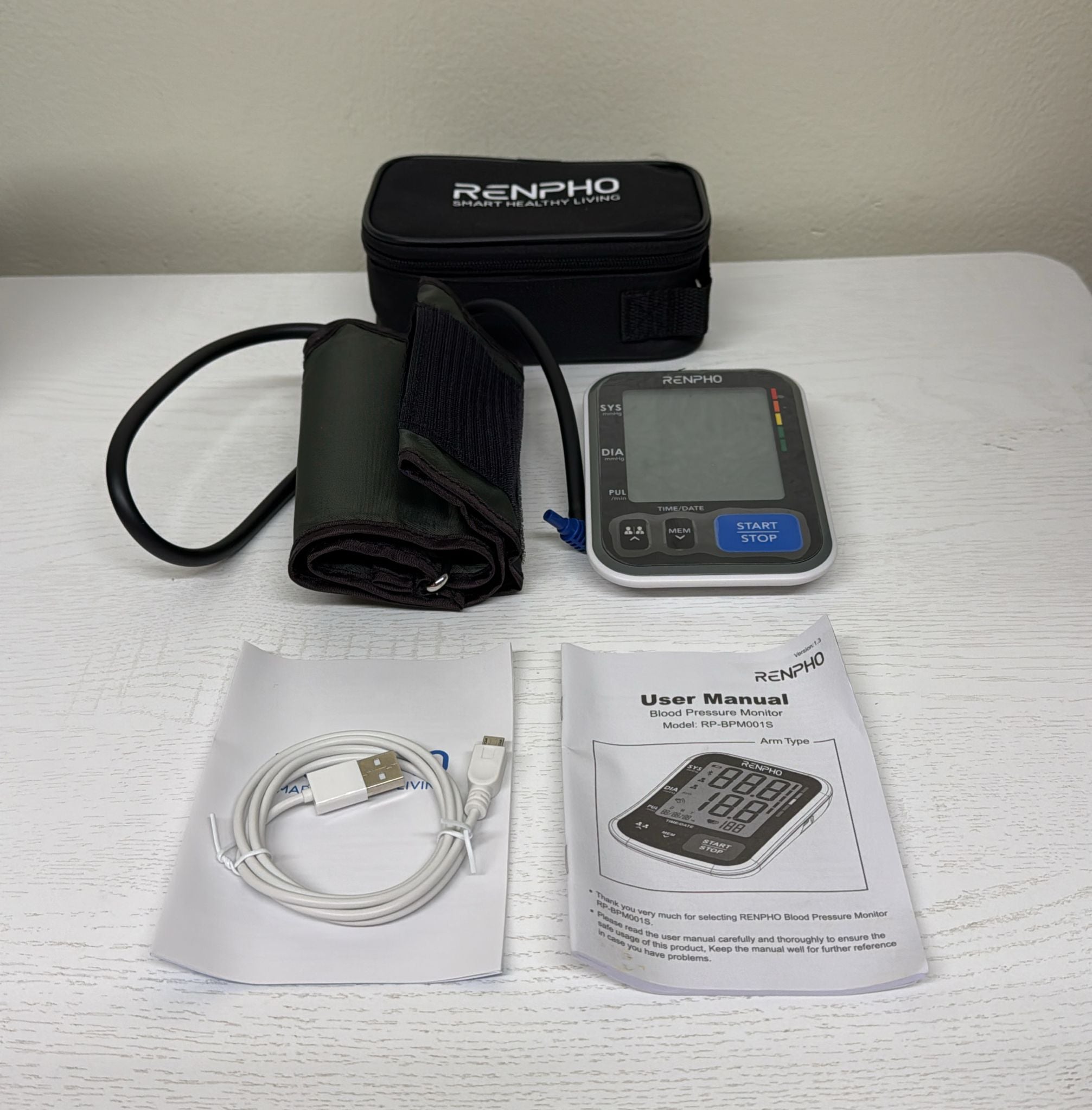 RENPHO Blood Pressure Monitor for Home Use – Bluetooth Smart BP Machine with Wide Range Cuff, Multi-User, Data Storage, FSA/HSA Eligible (Open Box)