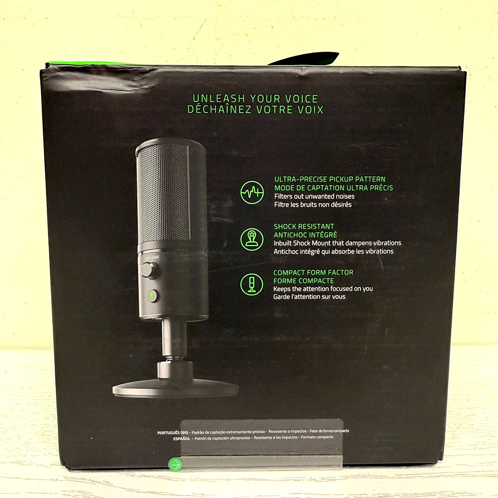 Razer Seiren X – Supercardioid Condenser Streaming Microphone with Built-in Shock Mount and USB Plug-and-Play (Black) - (Brand New)