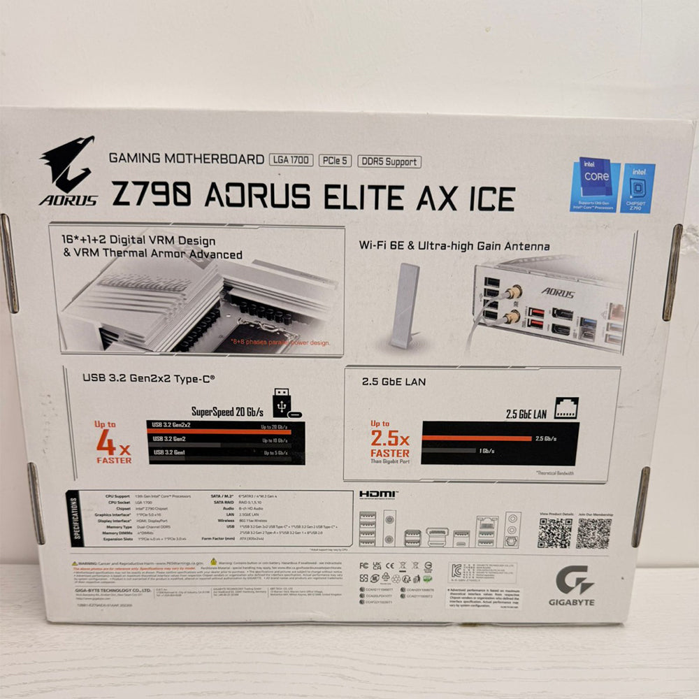 GIGABYTE Z790M AORUS Elite AX ICE LGA1700 Intel Z790 M-ATX Motherboard – DDR5, Wi-Fi 6E, PCIe 5.0 – Brand New